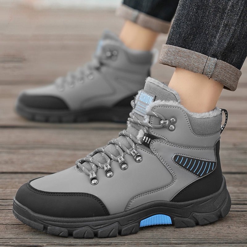 Winter new warm cotton shoes with added fleece outdoor hiking shoes thick soled snow boots high top men's shoes - 𝐃𝐔𝐕𝐋𝐀𝐒𝐇𝐎𝐏