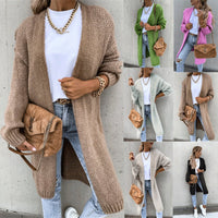 Women Gilet cardigan mi - long en maille ample, couleur unie, manches longues, style automne/hiver - 𝐃𝐔𝐕𝐋𝐀𝐒𝐇𝐎𝐏