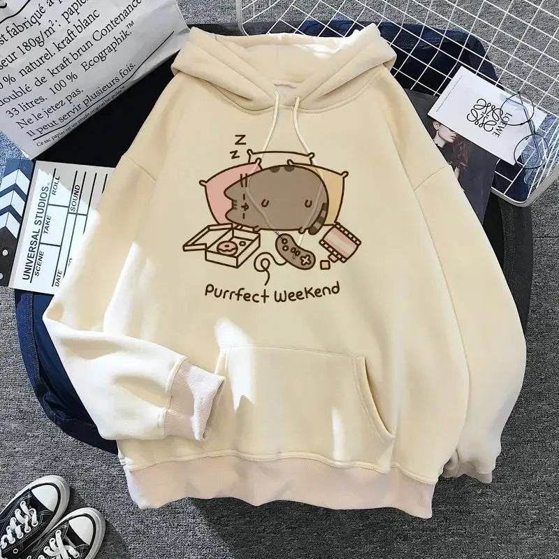 Women's cat hooded sweatshirt 2024 cartoon costume Korean Harajuku Kawai style oversized - 𝐃𝐔𝐕𝐋𝐀𝐒𝐇𝐎𝐏