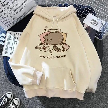 Women's cat hooded sweatshirt 2024 cartoon costume Korean Harajuku Kawai style oversized - 𝐃𝐔𝐕𝐋𝐀𝐒𝐇𝐎𝐏