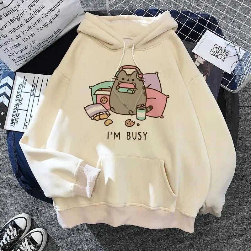 Women's cat hooded sweatshirt 2024 cartoon costume Korean Harajuku Kawai style oversized - 𝐃𝐔𝐕𝐋𝐀𝐒𝐇𝐎𝐏