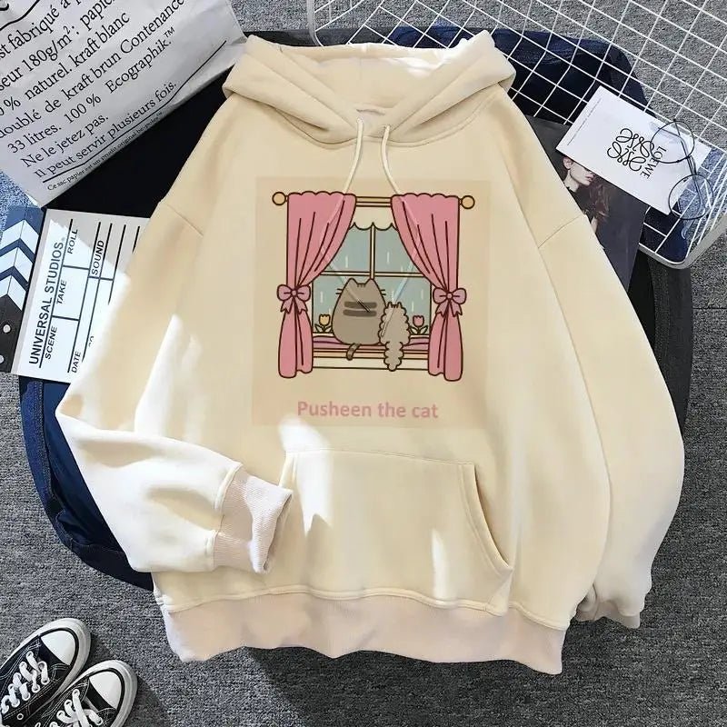Women's cat hooded sweatshirt 2024 cartoon costume Korean Harajuku Kawai style oversized - 𝐃𝐔𝐕𝐋𝐀𝐒𝐇𝐎𝐏