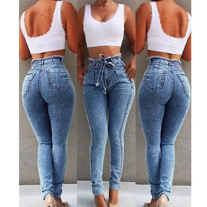 Women's Clothing Jeans Slim Stretch Tassel Belt High Waist Jeans Denim Pants Skinny Ankle Length Bleached - 𝐝𝐮𝐯𝐥𝐚𝐬𝐡𝐨𝐩.𝐜𝐨𝐦