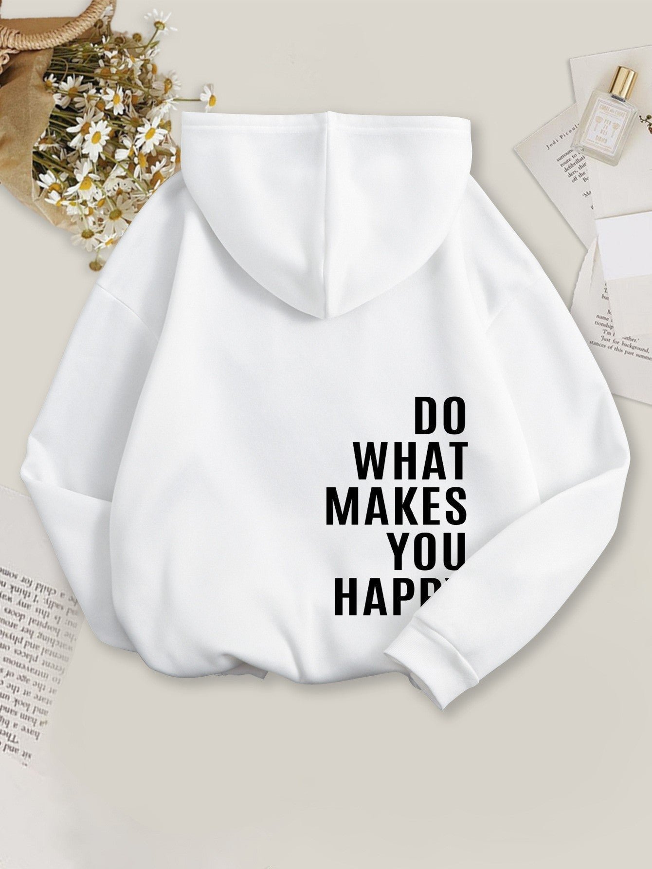 Women's Fleece - lined Hoodie with Print, Kangaroo Pocket, Drawstring, Letter Splicing, Abstract Print - 𝐝𝐮𝐯𝐥𝐚𝐬𝐡𝐨𝐩.𝐜𝐨𝐦