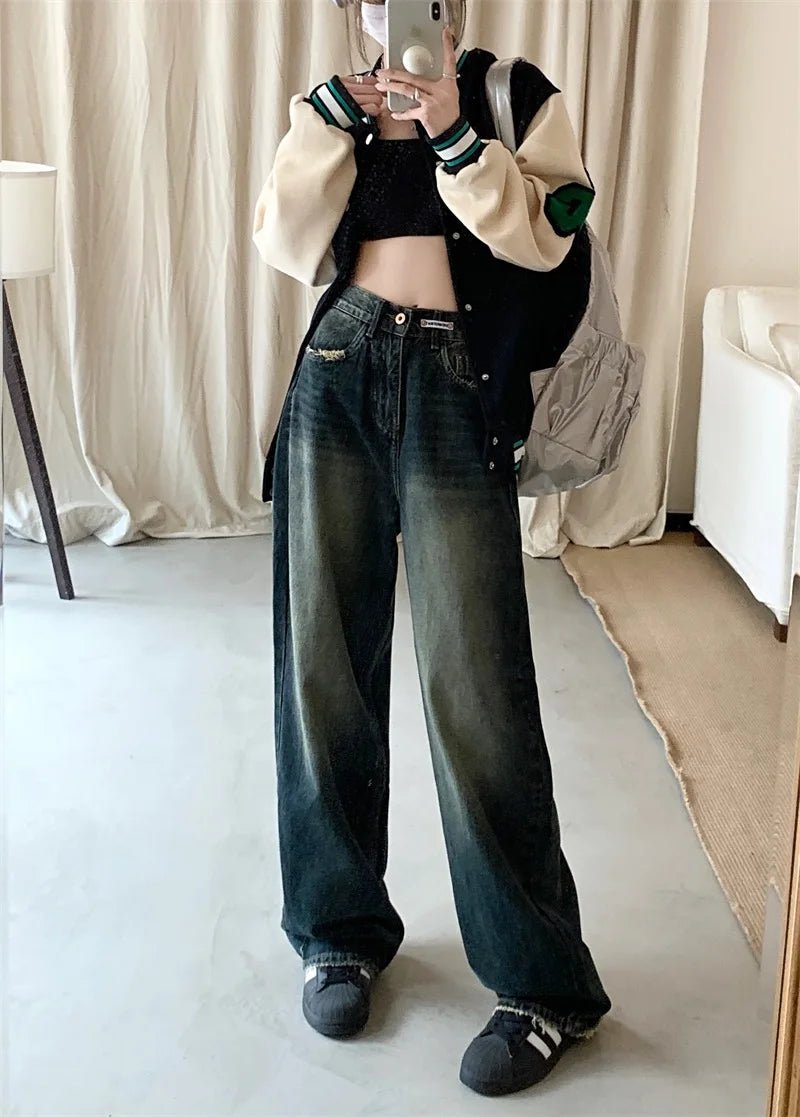 Women's Harajuku Style Loose Wide Leg Jeans Autumn Winter Street Fashion Retro Straight Loose Denim Trousers ﻿ - 𝐝𝐮𝐯𝐥𝐚𝐬𝐡𝐨𝐩.𝐜𝐨𝐦