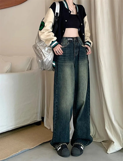 Women's Harajuku Style Loose Wide Leg Jeans Autumn Winter Street Fashion Retro Straight Loose Denim Trousers ﻿ - 𝐝𝐮𝐯𝐥𝐚𝐬𝐡𝐨𝐩.𝐜𝐨𝐦