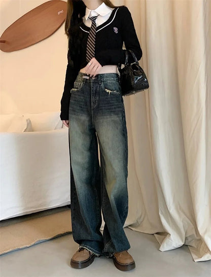 Women's Harajuku Style Loose Wide Leg Jeans Autumn Winter Street Fashion Retro Straight Loose Denim Trousers ﻿ - 𝐝𝐮𝐯𝐥𝐚𝐬𝐡𝐨𝐩.𝐜𝐨𝐦
