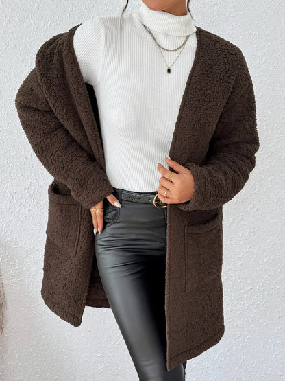 Women's solid color pocket long sleeved thick autumn and winter jacket - 𝐃𝐔𝐕𝐋𝐀𝐒𝐇𝐎𝐏