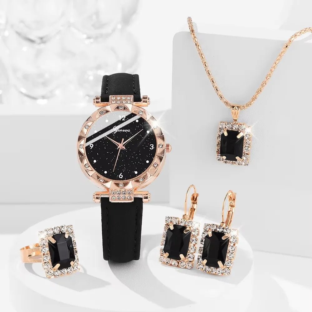 Womens Watches 5Pcs Set Luxury Rhinestone Women Fashion Elegant Wristwatch Quartz Watch For Girl WristWatch Bracelet Gift - 𝐝𝐮𝐯𝐥𝐚𝐬𝐡𝐨𝐩.𝐜𝐨𝐦
