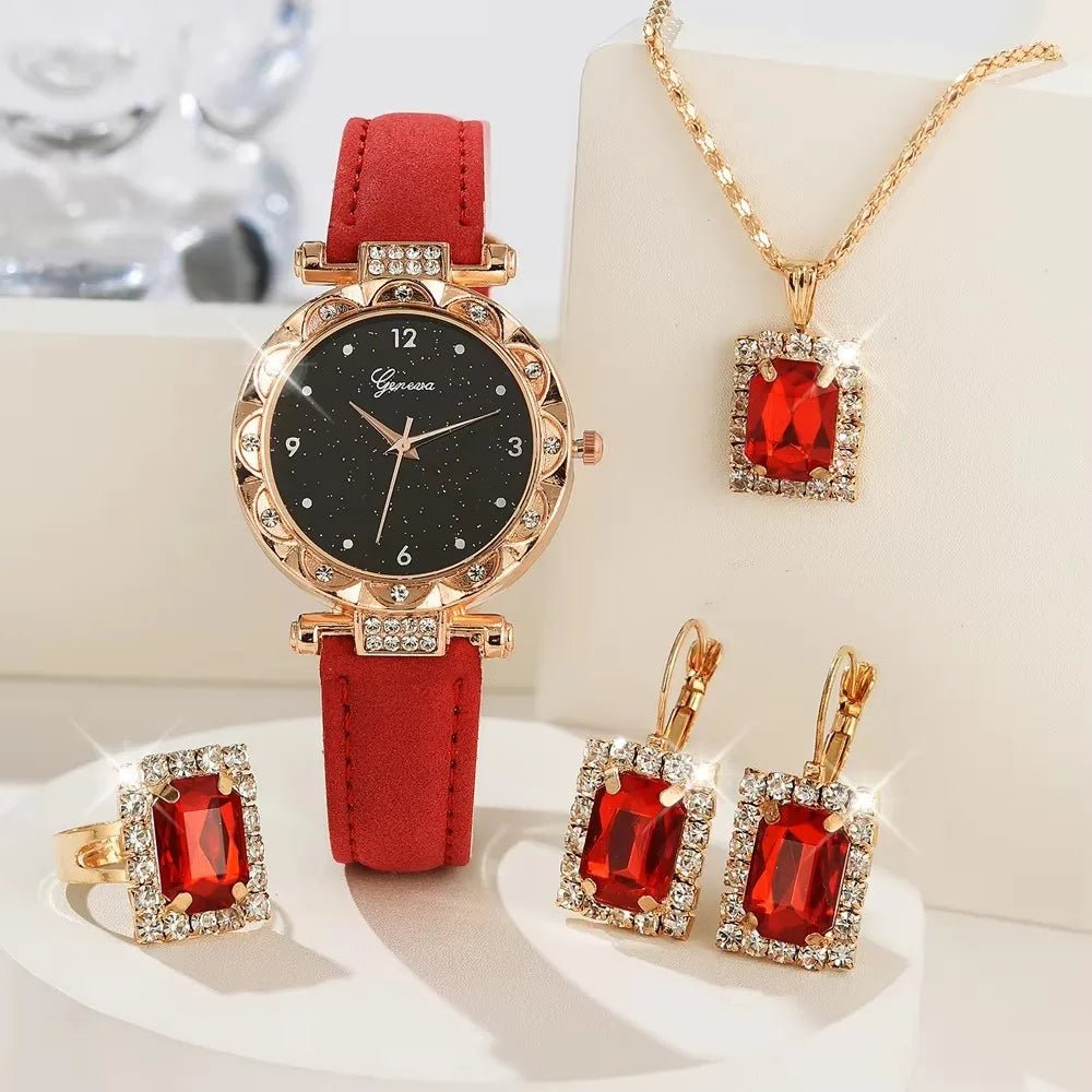 Womens Watches 5Pcs Set Luxury Rhinestone Women Fashion Elegant Wristwatch Quartz Watch For Girl WristWatch Bracelet Gift - 𝐝𝐮𝐯𝐥𝐚𝐬𝐡𝐨𝐩.𝐜𝐨𝐦