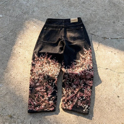 Y2K Vintage Light Blue Black Washed Jeans Tape Design Graffiti Letter Loose Fit Distressed Denim Streetwear Hip Hop Rock Unisex - 𝐝𝐮𝐯𝐥𝐚𝐬𝐡𝐨𝐩.𝐜𝐨𝐦